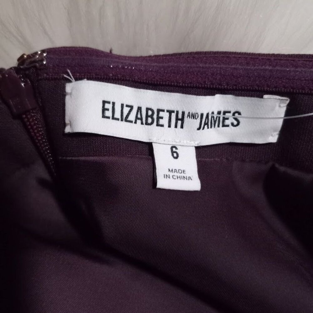 Elizabeth and James Mina Strapless Asymmetric Hem Mini Dress Purple Women's Sz 6 - Picture 7 of 7